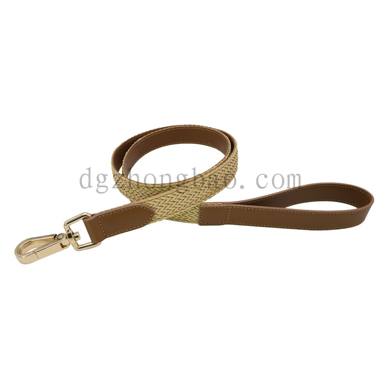 Коричневая плетеная веревка с поводком из натуральной кожи для собак
